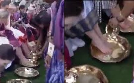 തെലങ്കാനയിലെ സ്ത്രീകൾ മിസ് വേൾഡ് മത്സരാർത്ഥികളുടെ കാലുകൾ കഴുകിയ സംഭവത്തിൽ പ്രതിഷേധം