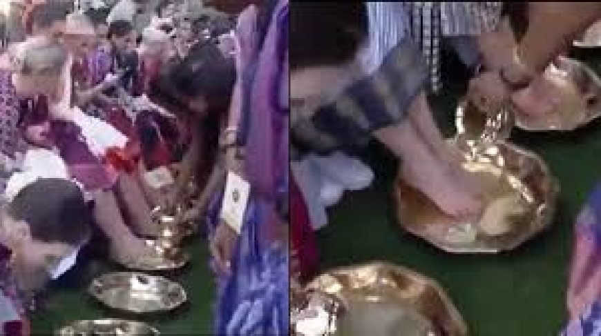 തെലങ്കാനയിലെ സ്ത്രീകൾ മിസ് വേൾഡ് മത്സരാർത്ഥികളുടെ കാലുകൾ കഴുകിയ സംഭവത്തിൽ പ്രതിഷേധം