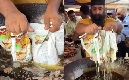 ചൂടായ എണ്ണയിൽ എണ്ണകവറുകൾ മുക്കി എടുക്കുന്ന കച്ചവടക്കാരൻ.. ദൃശ്യങ്ങൾ വൈറലാവുന്നു