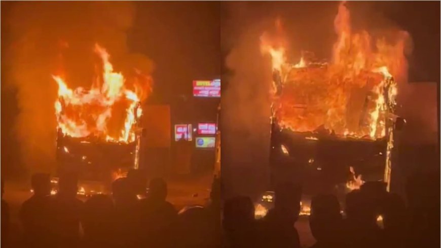 കോതമംഗലം മൂന്നാർ റോഡിലെ ഊന്നുകൽ തലക്കോടിന് സമീപം ടൂറിസ്റ്റ് ബസിന് തീപിടിച്ചു