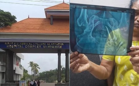 ആലപ്പുഴ പുന്നപ്രയിൽ വീട്ടമ്മ ഉഷ ജോസഫിന്റെ വയറ്റിൽ കത്രിക കണ്ടെത്തി