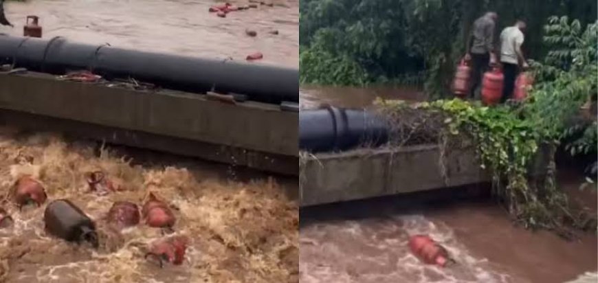 മഹാരാഷ്ട്രയിലെ റായ്ഗഡിൽ നിന്ന് കനത്ത മഴയ്ക്കിടെ സിലിണ്ടറുകൾ ഒഴുകിപ്പോയി